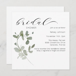Elegant Eucalyptus Floral Bridal Shower Kaart