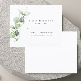 Elégant Eucalyptus Foliage Mariage Carte RSVP