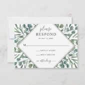 Elegant Eucalyptus Geometric Greenery Wedding RSVP Kaartje (Voorkant)
