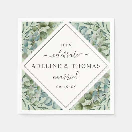 Elegant Eucalyptus Geometric Greenery Wedding Servet (Voorkant)
