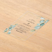 Elegant Eucalyptus Gold Frame Wedding Acryl Uitnodigingen (Laagn)
