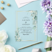 Elegant Eucalyptus Gold Frame Wedding Acryl Uitnodigingen (Insitu (Huwelijk))