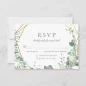 Elegant Eucalyptus & Gold Geometric Wedding RSVP (Voorkant)