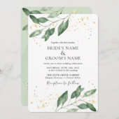 Elegant Eucalyptus Gold Wedding Invitation (Devant / Derrière)