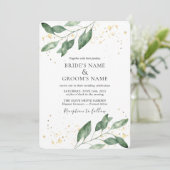 Elegant Eucalyptus Gold Wedding Invitation (Debout devant)