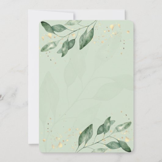 Elegant Eucalyptus Gold Wedding Invitation (Dos)