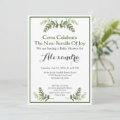 Elégant Eucalyptus Green Baby shower invitation (Debout devant)