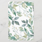 Elégant Eucalyptus Green Gold Mariage Menu (Dos)