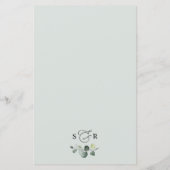 Elégant Eucalyptus Green Menu Mariage simple (Dos)