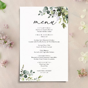 Elégant Eucalyptus Green Menu Mariage simple