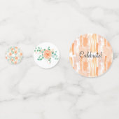 Elegant Eucalyptus Green Peach Floral Confetti (Achterkanten)