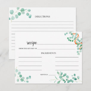 Elegant Eucalyptus Green Peach Wedding Recipcard Notitiekaartje