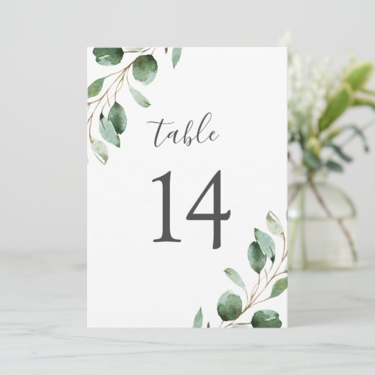 Elegant Eucalyptus Greenery 5x7 tabelnummers (Staand voorkant)