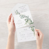 Elegant Eucalyptus Greenery All In One Uitnodiging (Afscheurbaar)