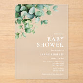 Elegant Eucalyptus Greenery Baby shower Acryl Uitnodigingen (Voorkant)