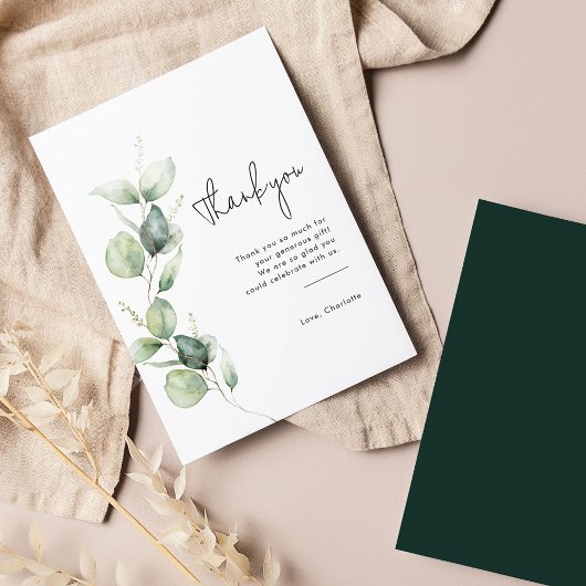 Elegant Eucalyptus Greenery Baby shower Bedankkaart