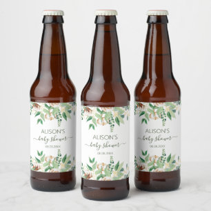Elegant Eucalyptus Greenery Baby shower Bier Etiket