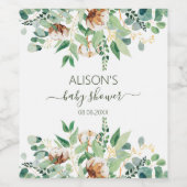 Elegant Eucalyptus Greenery Baby shower Wijn Etiket (Enkel label)