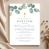 Elegant Eucalyptus Greenery Baptism Invitation Kaart