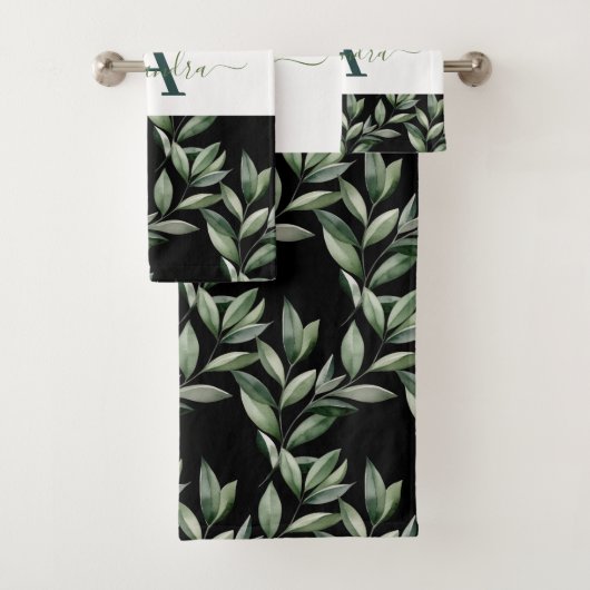 Elegant Eucalyptus Greenery Botanical Towel Set (En situation)