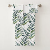 Elegant Eucalyptus Greenery Botanical Towel Set (En situation)
