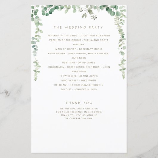 Elegant eucalyptus greenery bruiloft (Achterkant)