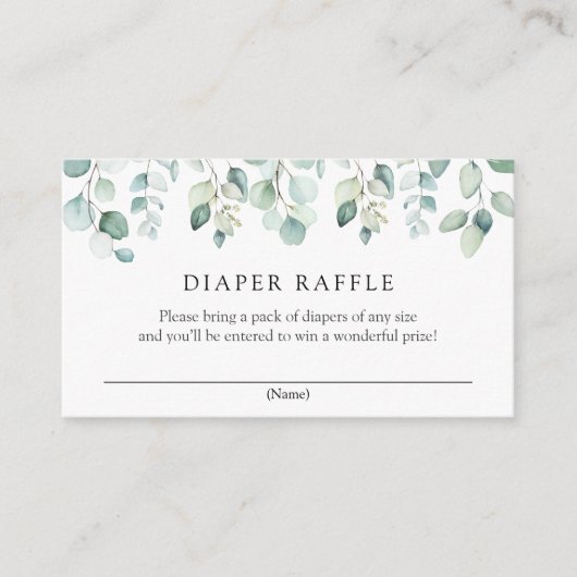 Elegant Eucalyptus Greenery Diaper Raffle  Informatiekaartje (Voorkant)