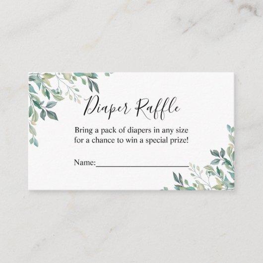 Elegant Eucalyptus Greenery Diaper Raffle Ticket Informatiekaartje (Voorkant)
