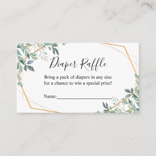 Elegant Eucalyptus Greenery Diaper Raffle Ticket Informatiekaartje (Voorkant)