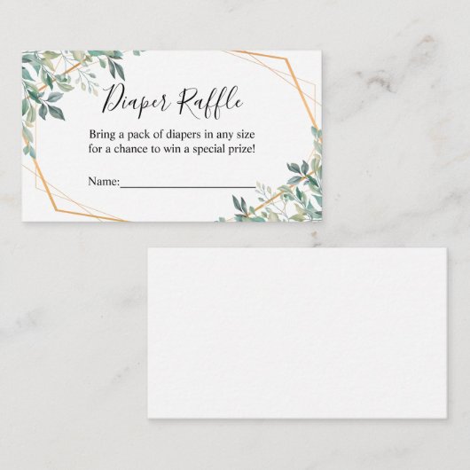 Elegant Eucalyptus Greenery Diaper Raffle Ticket Informatiekaartje (Voorkant / Achterkant)