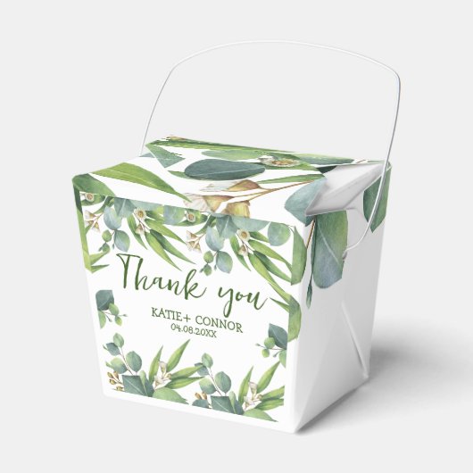 Elegant Eucalyptus Greenery Favor Dank je Bedankdoosjes (Voorkant Zijde)