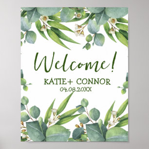 Elegant Eucalyptus Greenery Favor Welcome Guest Poster