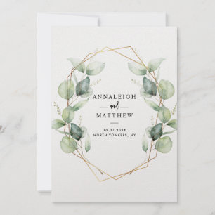 Elegant Eucalyptus Greenery Geometric Wedding Kaart