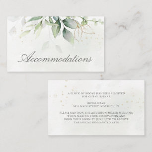 Elegant Eucalyptus Greenery Gold Accommodatie Informatiekaartje