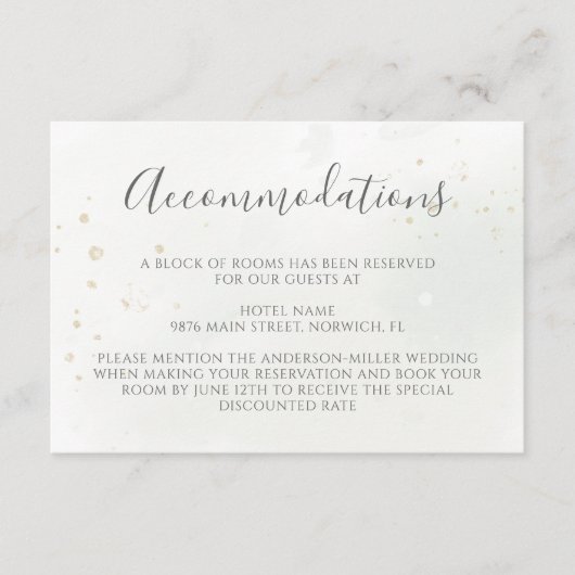 Elegant Eucalyptus Greenery Gold Accommodations Informatiekaartje (Voorkant)