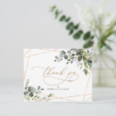 Elegant Eucalyptus Greenery Gold Hartelijk dank Bedankkaart (Staand voorkant)