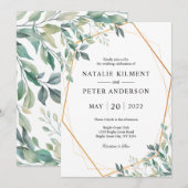 Elegant Eucalyptus Greenery Gold Lijst Wedding Kaart (Voorkant / Achterkant)