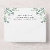 Elegant Eucalyptus Greenery Gold Rustic Wedding All In One Uitnodiging (Achterkant)