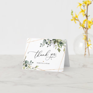 Elegant Eucalyptus Greenery Gold Wedding Kaart