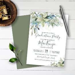 Elegant Eucalyptus Greenery Graduy Party Kaart