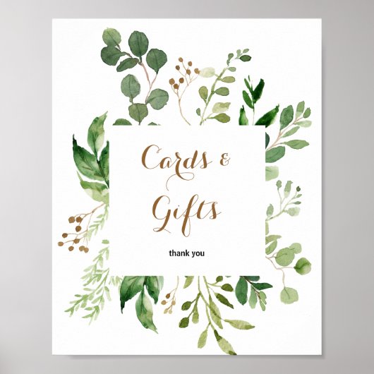 Elegant Eucalyptus Greenery Kaarten and Gifts Sign Poster (Voorkant)
