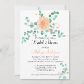 Elegant Eucalyptus Greenery Peach Floral Kaart (Voorkant)