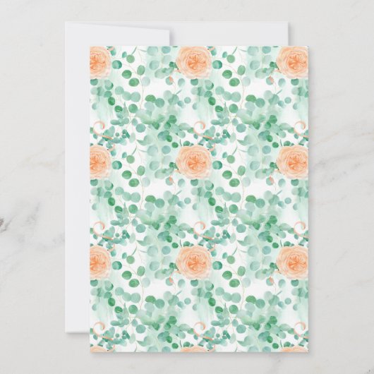 Elegant Eucalyptus Greenery Peach Floral Kaart (Achterkant)
