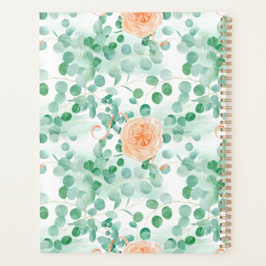 Elegant Eucalyptus Greenery Peach Floral Planner (Achterkant)