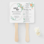 Elegant Eucalyptus Greenery Peach Floral Programme Handwaaier (Voorkant en achterkant)