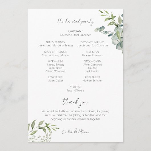 Elegant Eucalyptus Greenery Programma (Achterkant)