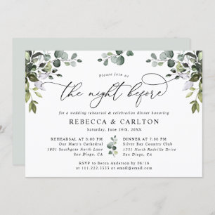 Elegant Eucalyptus Greenery Rehearsal Dinner Kaart