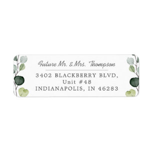 Elegant Eucalyptus Greenery Return Address Etiket