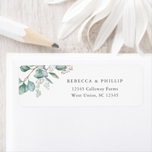 Elegant Eucalyptus Greenery Return Address Etiket (Insitu)