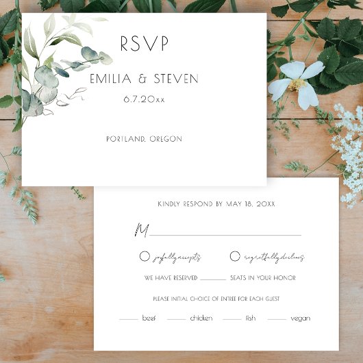 Elegant Eucalyptus Greenery RSVP Kaartje